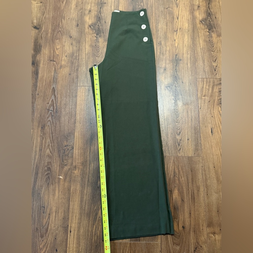 Pretty Retro Women’s Olive Green Sailor Wide Leg Pants Size UK 10 High Waisted - Picture 4 of 8